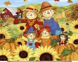 36&quot; X 44&quot; Panel Scarecrow Family Scarecrows Autumn Cotton Fabric Panel D... - $12.95