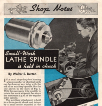 1945 Vintage Article Shop Notes Small Auxiliary Lathe Spindle Popular Me... - £15.94 GBP