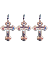 3 Pcs Set Car Hanging Blessed Crucifix Colored Cross Backside Prayer 3.5... - £9.11 GBP