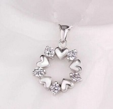 14k White Gold Over 1.60 Ct Simulated Diamond Heart Pendant Christmas Gift - £59.39 GBP