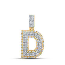 10kt Two-tone Gold Mens Round Diamond D Initial Letter Pendant 1/2 Cttw - £443.06 GBP