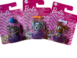 Barbie Accessories Mattel Toys Pet Packs Lot of 3 Kitten Bunny Puppy Basket - $9.41