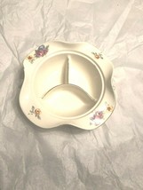 Round Compote Dish Handles Floral China Divided Relish Bowl Gold Trim - £7.50 GBP