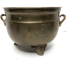 Vintage Brass Planter Pot Decorative Crafts Large Size Design Footed Han... - $137.61