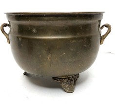 Vintage Brass Planter Pot Decorative Crafts Large Size Design Footed Han... - £104.47 GBP