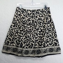 Ann Taylor Petites Womens Pleated Skirt Size 6P Floral Black Off White L... - £16.61 GBP