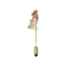 Tuck-Me-In by Mcclelland Sleepy Boy w White Cat Enamel Gold Tone Stick Pin - $10.87
