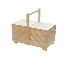 Wooden sewing box made from natural wood, unpainted wooden box for craft supply - £80.32 GBP