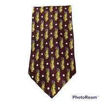 Novelties by Roffe Mens Brown Gold Golf Club Bag Silk Neck Tie Necktie - $7.99