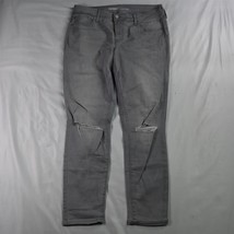 Old Navy 8 Rockstar Mid Rise Skinny Gray Destroyed Stretch Denim Womens Jeans - £11.18 GBP