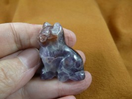 Y-CAT-SIC-598) little purple amethyst KITTY CAT kitten GEMSTONE kitten figurine - £14.03 GBP