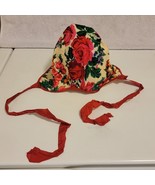 Vintage Child&#39;s Costume Floral Folk Art Swedish Bonnet Hat 1950s Ribbon ... - $63.67