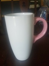 Oversized 16oz Tall Handled Pink/White Coffee/Tea Mugs Set of 4-New-SHIP N24 HRS - £40.91 GBP