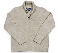 Vtg Polo Ralph Lauren Antler Toggle Knit Pullover Sweater Shawl Wool Ang... - $64.34