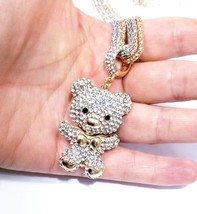 Teddy Bear Necklace, Crystal Bear Pendant, Hollow Bear Charm Necklace, Great Gif - £27.96 GBP