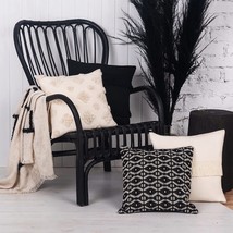 Inspired Ivory Decorative Boho Throw Pillow Covers 18X18, Luxe - Black &amp; Cream - £39.37 GBP