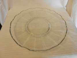 Large Clear Glass Round 14&quot; Platter Beta Sigma Omnicron Logo, Scalloped ... - £57.43 GBP