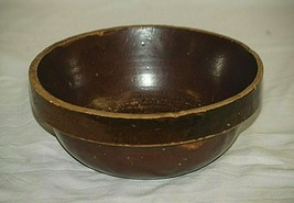 Antique Primitive Stoneware Mixing Bowl Brown Salt Glazed Rustic Farmhouse 7-1/2 - £31.10 GBP