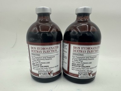 2 Bottles: Spearhawk Iron Hydrogenated Dextran Injection for Pigs 3.38 o... - $29.97
