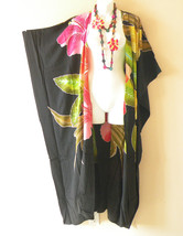 CD630 Floral Kimono Hand Painted Batik Plus Open Duster Maxi Cardigan up... - £23.48 GBP