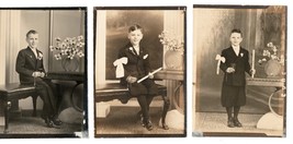 Three Vintage early 1900s Photos of Young Boys First Communion Confirmation - £9.03 GBP