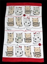 Kassafina Varied Cats Green &amp; Red Bows &quot;Meow&quot; Decorative Velour HAND Towel NWT - £11.98 GBP