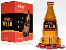 Fallout Nuka Cola Wild Glass Bottle + 10 Bottle Caps Rocket Replica Figure - £119.61 GBP