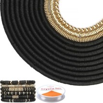 Polymer Clay Beads Gold Black 6mm Heishi Coin Jewelry Supplies 12 strand... - £21.83 GBP