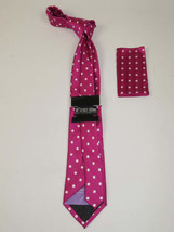 Men's Stacy Adams Tie and Hankie Set Woven Silky #Stacy115 Fuchsia Polka dot image 2