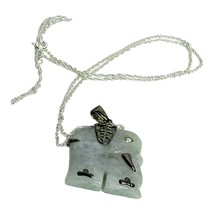 Vintage Avon Sterling 925 Silver Jade Elephant Charm Pendant Necklace - £23.67 GBP