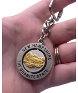 New Hampshire Keychain Ring Fob The Granite State Silver Gold Metal Brid... - $15.44 CAD