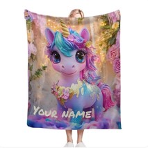 Personalised Enchanting Unicorn Blanket – Customizable Name – Soft Magic... - $34.00+