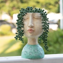 Dilicoming Head Planter Face Planter Pots - Large Girl Resin, Succulent Pot. - £33.44 GBP