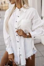 Beige Chest Pocket Buttoned Loose Fit Shirt - £33.16 GBP