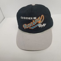 Vintage &quot;I&#39;d Rather Be Racing&quot; Snapback Hat, Checkered Flag Logo - £11.83 GBP