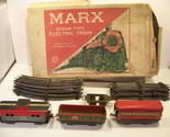 MARX STEAM TYPE ELECTRIC TRAIN BOX, TRACK, ASSTD CARS 4205 NO ENGINE - £53.07 GBP