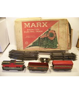 MARX STEAM TYPE ELECTRIC TRAIN BOX, TRACK, ASSTD CARS 4205 NO ENGINE - £52.91 GBP