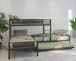L-Shape Metal Triple Bunk Bed With Trundle,Twin Over Twin Over Twin Bunk... - $630.99