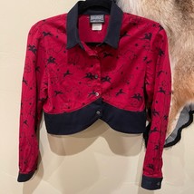 Vintage Roughrider Circle T Womens Western Shirt Red Black Top Button Up Horse S - £25.91 GBP