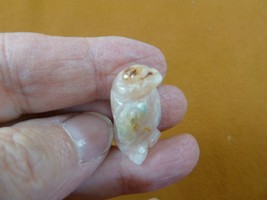 (Y-PEN-510d) little 1&quot; tan white Agate PENGUIN ice baby bird gemstone FI... - $8.59