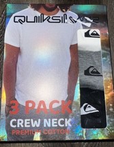 Quiksilver ~ Men&#39;s 3-Pack T-Shirts Crew Neck Undershirts Black White Gray ~ M - £19.35 GBP