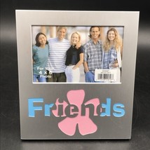 Vintage Friends 4&quot;x6&quot; Silver Metallic Border Blue &amp; Pink Floral Photo Frame - $9.49