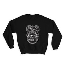 Monster Destruction : Gift Sweatshirt Vampire Dracula Halloween Scary Design Hor - £23.21 GBP