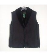 Ralph LAUREN Vest Black Suede Faux Fur Lined Trim LRL Sleeveless Women L... - $50.34