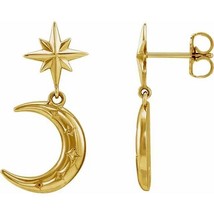 Authenticity Guarantee 
14k Yellow Gold Crescent Moon Earrings - £429.94 GBP