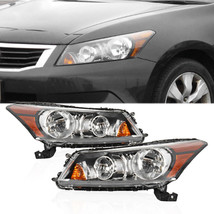 Headlights Black Housing Clear Lens Left+Right for 2008-2012 Honda Accord Sedan - £101.43 GBP