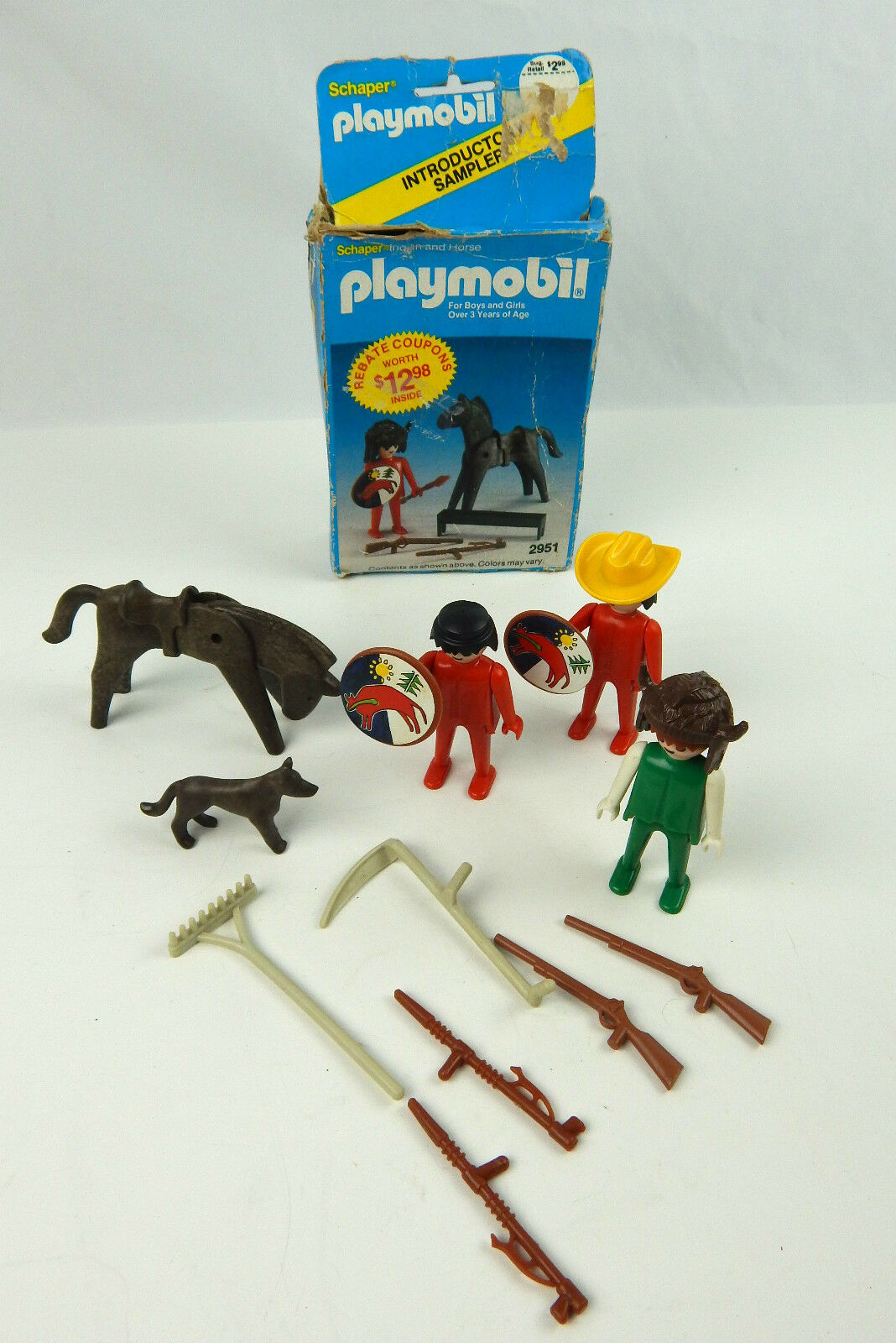 Primary image for Vintage Playmobil 2951 Indian and Horse Retired 1983 W/ EXTRAS as shown
