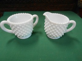 Great Collectible MILK Glass Hobnail SUGAR &amp; CREAMER - £6.81 GBP