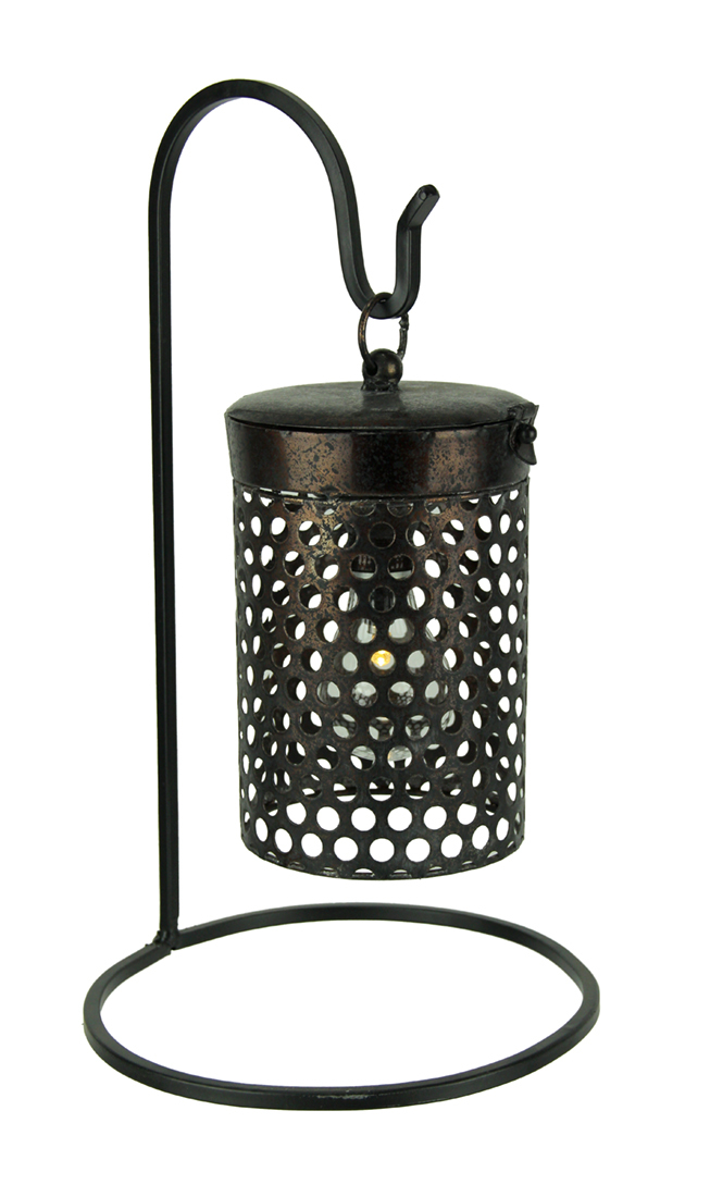 Black Metal Cage Hanging LED Accent Light with Stand - $22.49