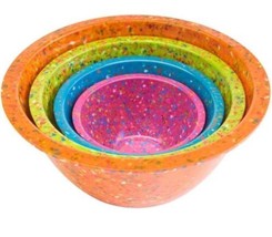 Four (4) Zak Designs Confetti Mixing Bowls ~ Orange ~ Kiwi ~ Turquoise ~... - £59.79 GBP